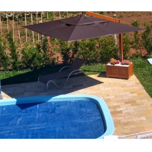 OMBRELONE MADEIRA PREMIUM 3X3M COM FLOREIRA MEXICANA + RODINHAS 