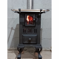 FOGÃO À LENHA DE FERRO FUNDIDO 00 COM PORTA DE VIDRO